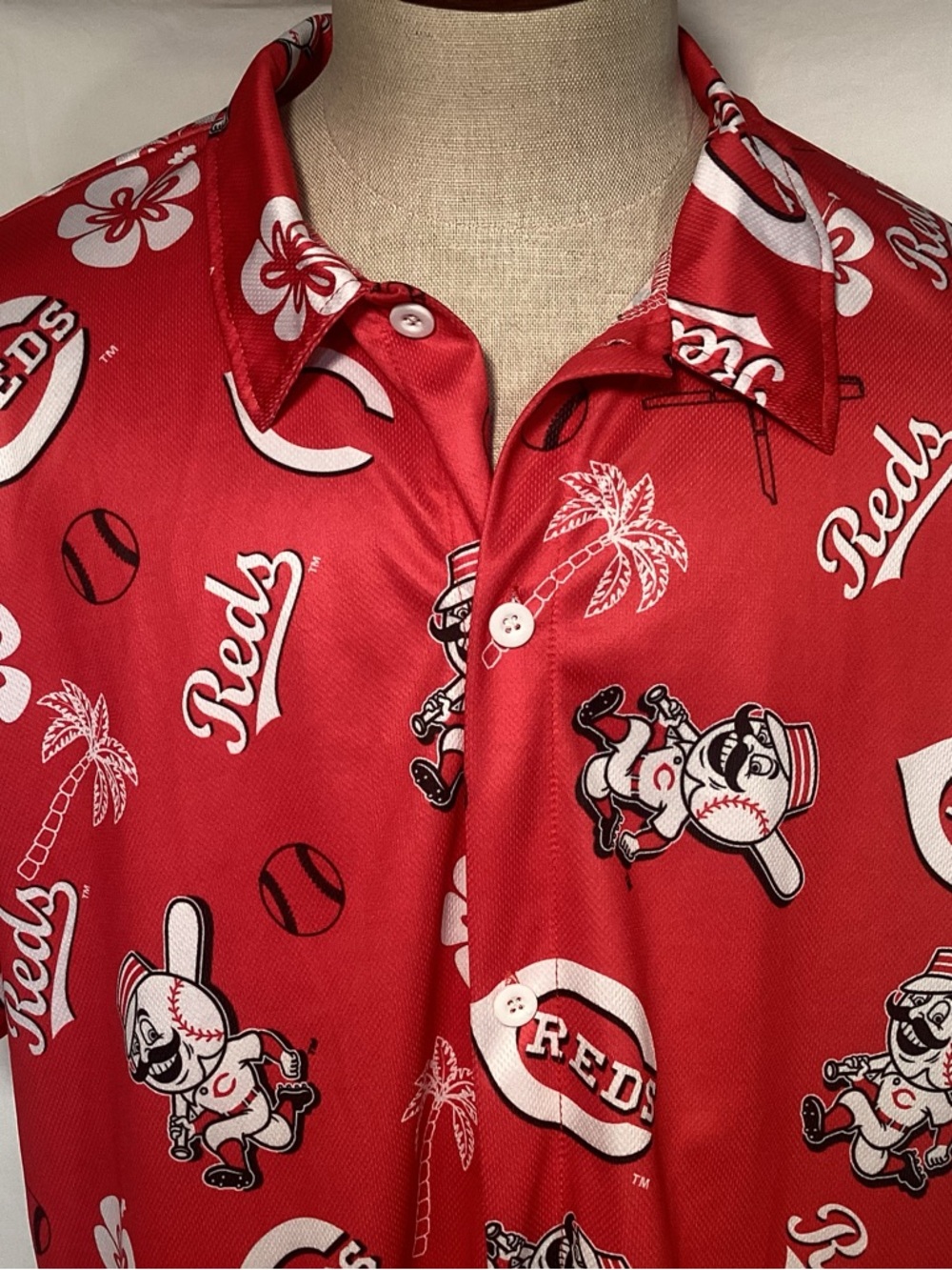 Cincinnati Reds Baseball Hawaiian Button Up Shirt Men’s Size XL - Picture 2 of 14